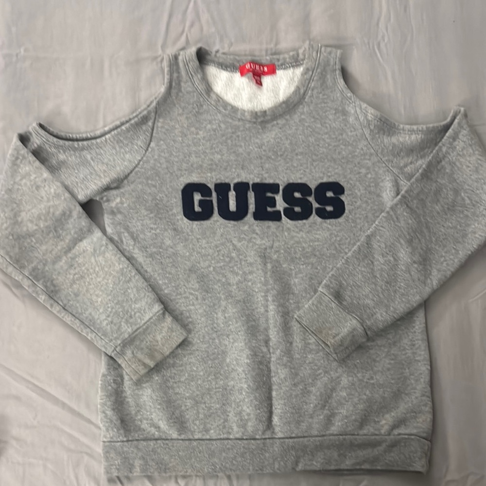 Guess Gray Cold Shoulder Sweatshirt